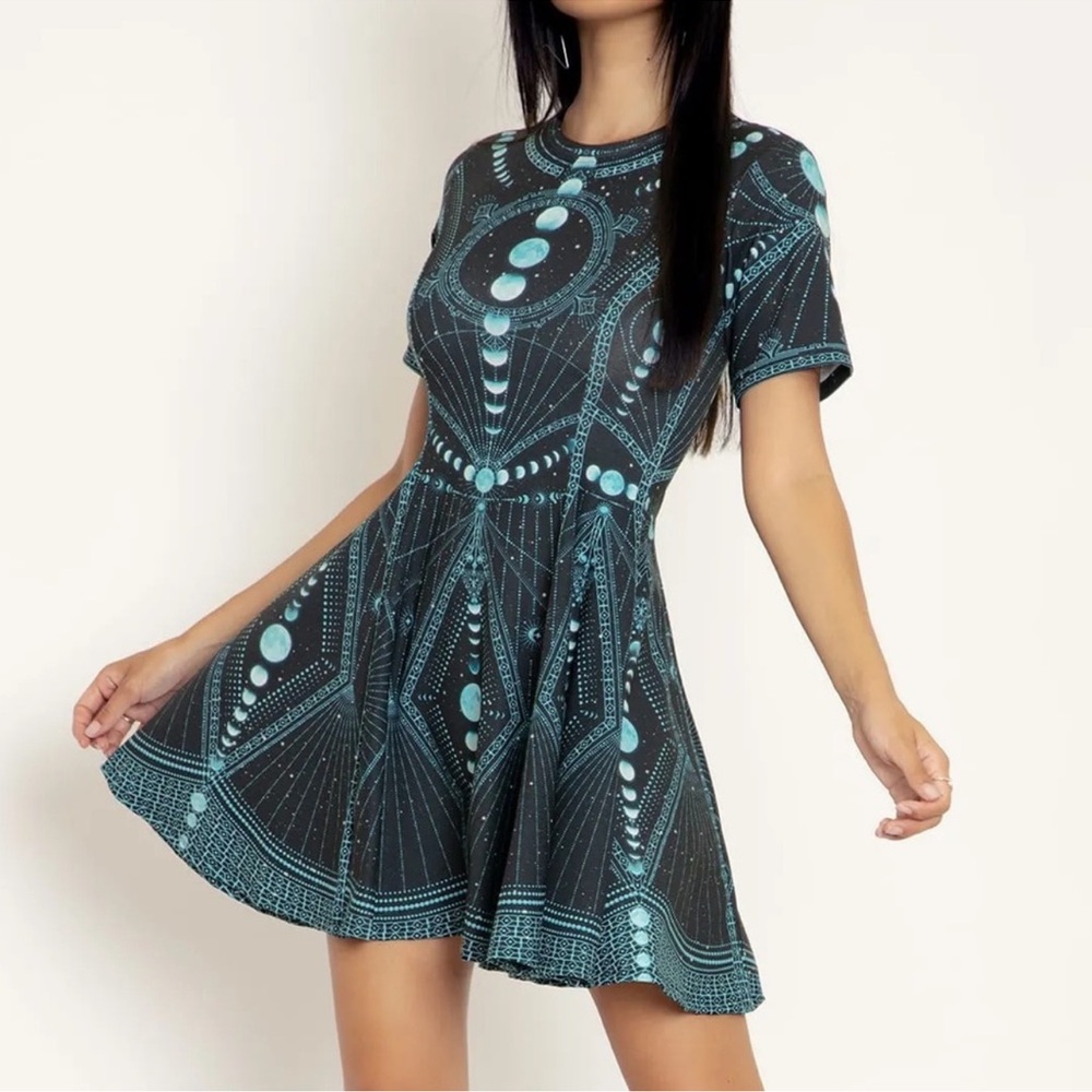 ⚡️RARE COLOR⚡️ Blackmilk Blue Moon Phase Longline Evil Tee Dress - Picture 1 of 5